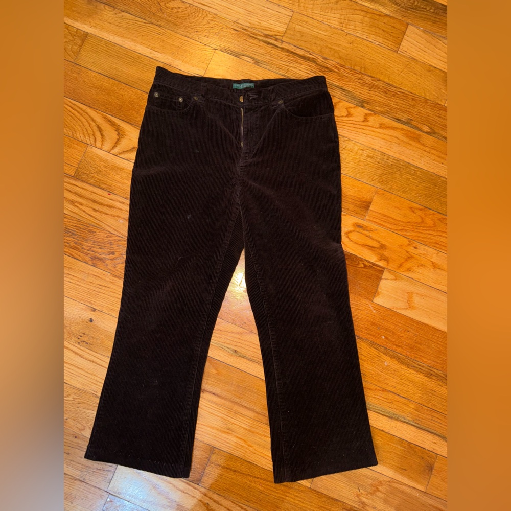 💜Polo Ralph Lauren Women's Burgundy and Brown Trousers